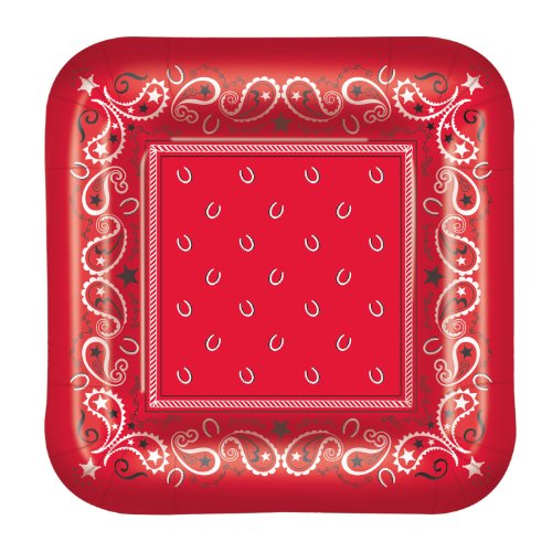 Beistle Red Bandana Dinner Plates 8 Count
