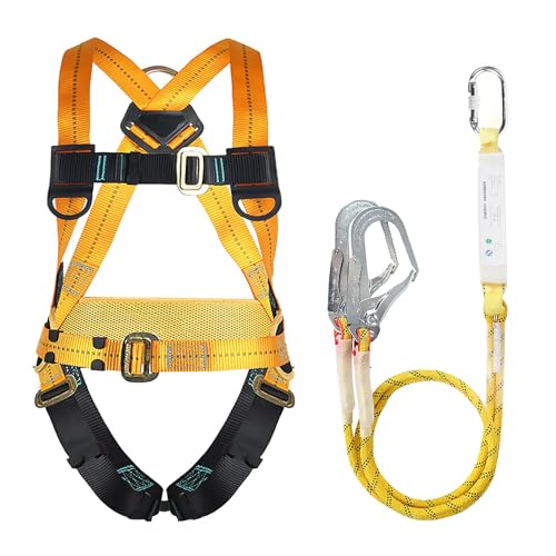 WOOLUCK Arnés de Seguridad, 5 Puntos Kits de Arnés de Seguridad Arnés Escalada con Buffer, para Escalar, Trabajar en Altura