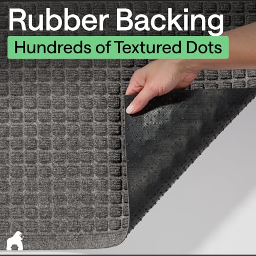 Image of GORILLA GRIP Ultra Absorbent Front Door Mat Outside Entrance, 72x24, Traps Dirt and Moisture, HydroABSORB Indoor Outdoor Doormat Holds 2.75 Cups Water, Stain and Fade Resistant Welcome Mat, Charcoal
