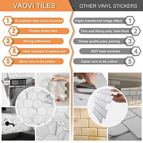 Vaovi Peel And Stick Backsplash Tile,Backsplash Tile For Kitchen Peel And Stick Wall Panels Hexagon Marble Tile(White Silver,10Pcs) #TOP6