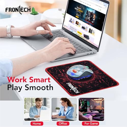 Image of FRONTECH Gaming Mouse Pad | Water Resistant | Anti-Slip Base | Stitched Edges | 232mm x 182mm x 2mm | Red /Black (MSP-0062)