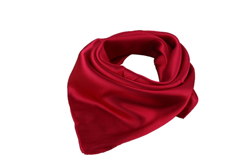Solid Colour Unisex 45% Silk 60cm x 60cm Bandana Headband Neckerchief (Bungundy)