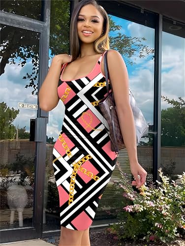 Image of Nimsruc Women Casual Sexy Tank Top Bodycon Dress Summer Pencil Sleeveless Basic Midi Club Dresses