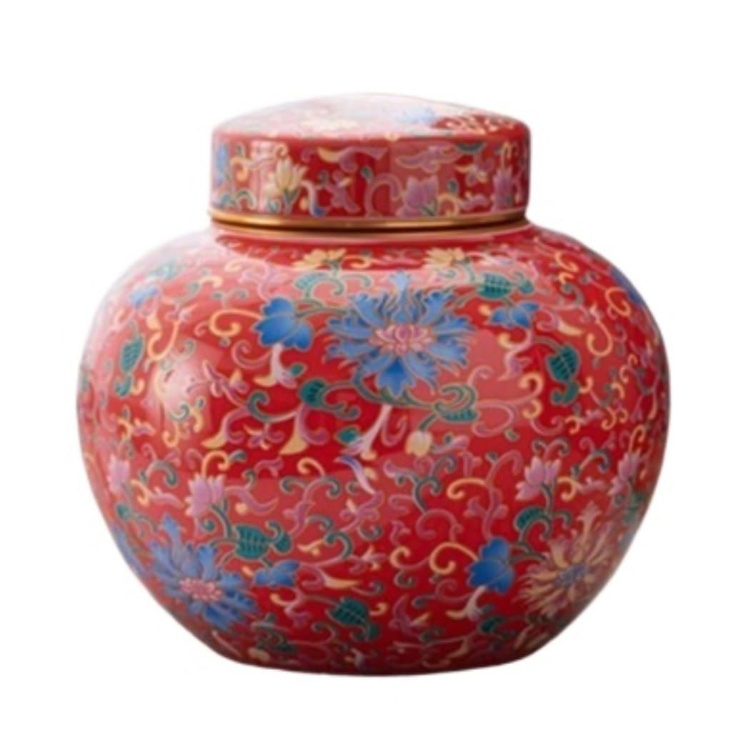 CVdrtyED Home Decor Decorative Ginger Jars Ancient Chinese Porcelain Ceramic Temple Jar With Sealed Lids Home Kitchen Dining Ginger Jar(A)