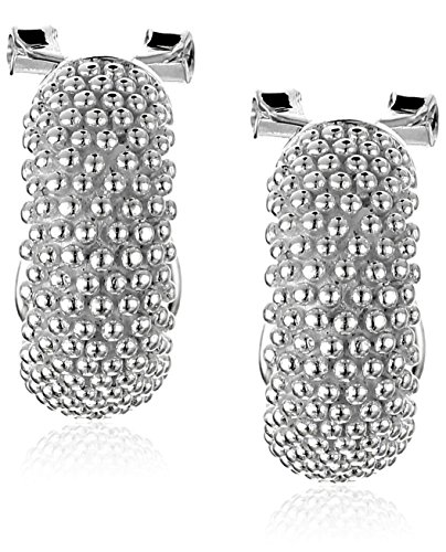 Amazon Collection Sterling Silver Mesh Clutch Hoop Earrings