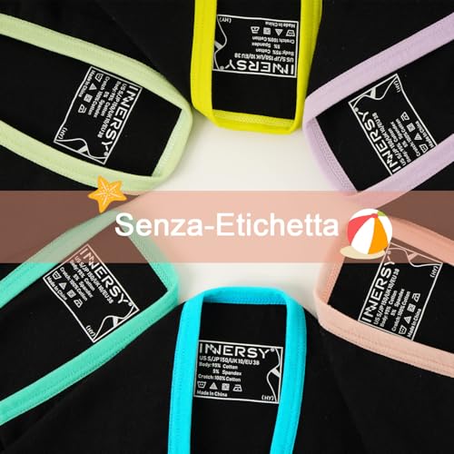 INNERSY Mutande Ragazza Adolescenti in Cotone Morbidi Slip Vita Media Intimo 10-16 Anni Pacco da 6
