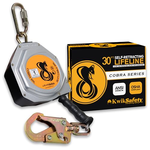 Image of KwikSafety - Charlotte, NC - Cobra 30' Self Retracting Lifeline [NO Tangle Steel Cable] Class 1 SRL ANSI OSHA Retractable Fall Arrest Safety Construction Roofing PPE Gear