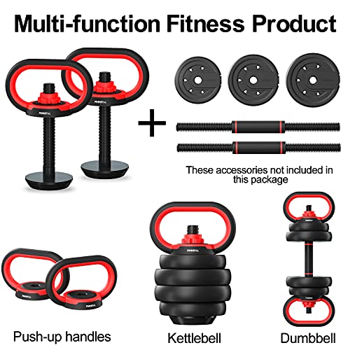 Pinroyal 3 In 1 Kettlebell Handle Adjustable For Dumbbell Plates 1 Inch, Kettlebell Grip For Kettlebell And Push Up To Gym Workout, 8.5'' Wide Rubber Handle & Base Non-Slip #TOP1