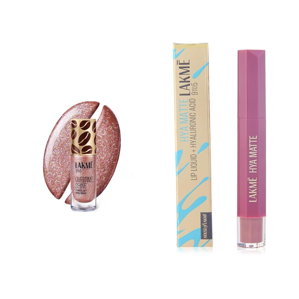 Lakme 9 to 5 Overtime Shine Nail Polish - Coffee Edit-15 Hazelnut Hug 6ml Lakme 9to5 Hya Matte, Pro Pink Medium Liquid Lipstick, for Soft and Supple Lips, with Hyaluronic Acid Vitamin-picture-30