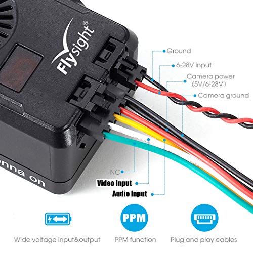 Flysight Black Mamba 5.8Ghz 2W FPV Vtx Transmitter 2000mW FPV Long Range Video Transmitter Wireless 40CH RC AV Pushbutton Long Distance Transmission for Racing Drone Quadcopter (RPSMA ANT 6-28V)