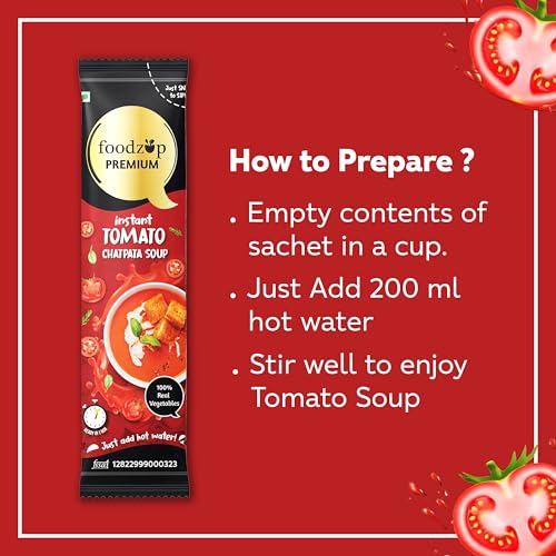 Image of Chaizup Premium 1 Min Instant Tomato Chatpata Soup - 30 Sachets | Tomato Flavored Soup | 30 Servings | 600g