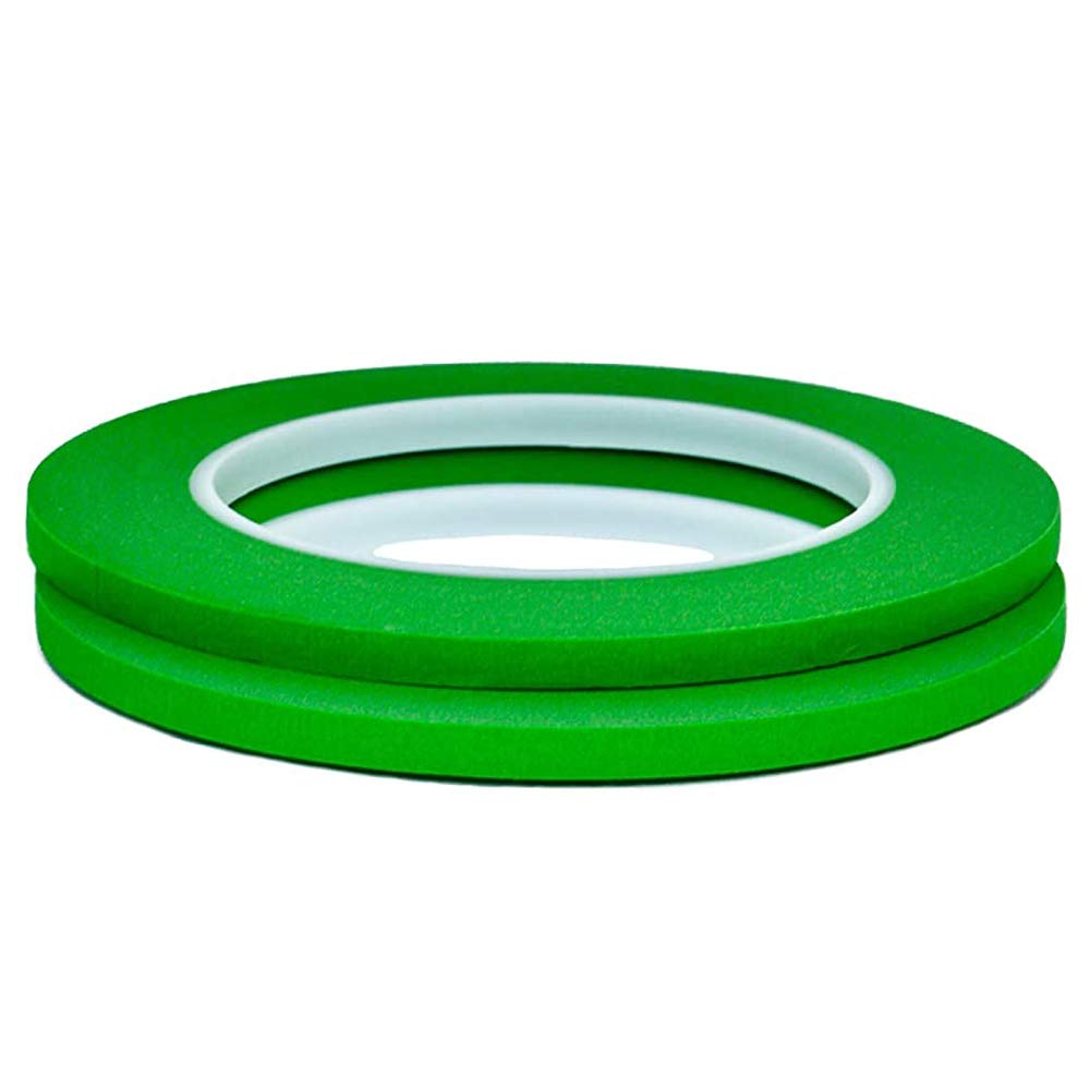 Painter's Tape 2 Pack 1/4" x 60M Green Easy Remove Thin Slim Masking Tape Painter's Tape Wall Adhesive Tape No Residue and Good Adhesion (0.25 in 6mm)