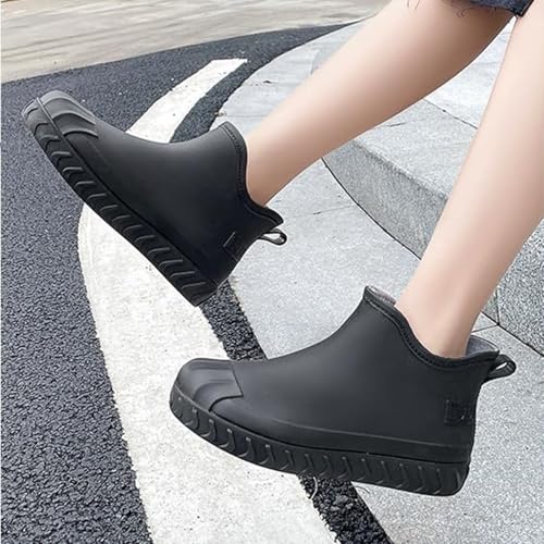 Women's Rain Boots Outdoor Non-Slip Boots Short Ankle Boots Garden Boots Women's Lightweight Waterproof Rain Boots (Black,9)3