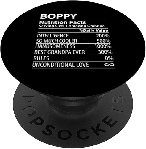 Boppy Nutrition Facts Funny Boppy Grandpa Fathers Day PopSockets Swappable PopGrip