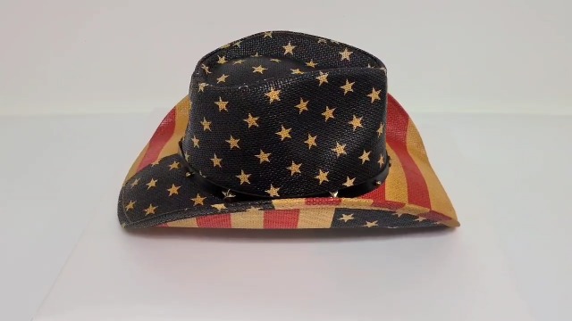 3263 Western Cowboy Cowgirl Sun Hat Outback American Flag Printed Straw Hat TUREVIEW Western Cowboy Cowgirl Sun Hat Printed Outback  main image 3