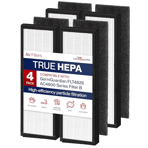 Filtre B compatible GermGuardian AC4825 : lot de 4 pour éliminer la poussière de la maison