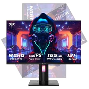 Gaming Monitor, 27 Inch 1440p 165Hz Monitor, 2K QHD 1ms GTG Fast IPS Computer Monitor, HDR, HDMI/USB C/DP Vertical Monitor, FreeSync & G-Sync, Swivel Tilt Height Pivot Adjustable, H27T22