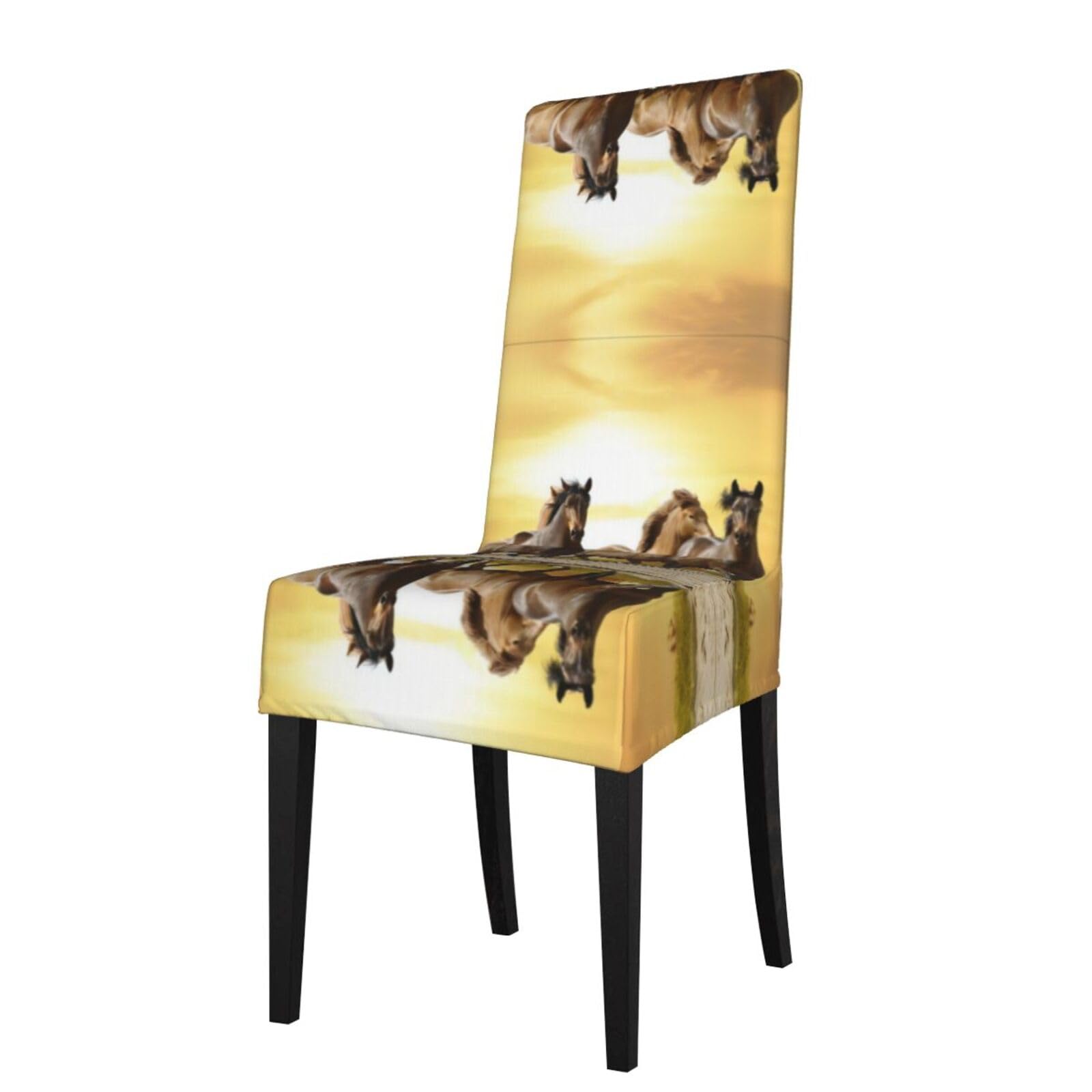 Yyhwhjde Black Horse Prints Dining Chair Throw Covers - Stretchable Spandex Slipcovers For Chair Protection & Refreshing Your Dining Room
