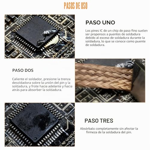 Miniatura 5 de Trenza Desoldadora, 6 Unidades De Alambre Desoldador De Desoldar, Alambre De Cobre De 1,5 M 1,0 1,5 2,0 2,5 3,0 3,5 Mm Para Desoldar, Ideal Para Desoldar Y Eliminar Soldadura En Puntos De Soldadura