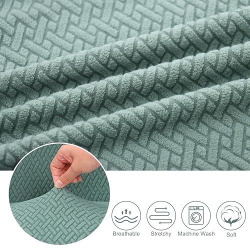 Betylifoy Stretch Stuhlbezu Stuhlhussen mit Armlehne Elastischer Stuhlbezug 2PCS Jacquard Stuhl Abdeckung Esszimmer Stuhlhussen mit Gebogener Rückenlehne für Esszimmerstühle (2, grün, universell)