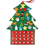 Henscoqi 2019 Newest Christmas Advent Calendar Felt Tree Ornaments,DIY Xmas Countdown Decorations Wall Door Hanging Gift for Kids