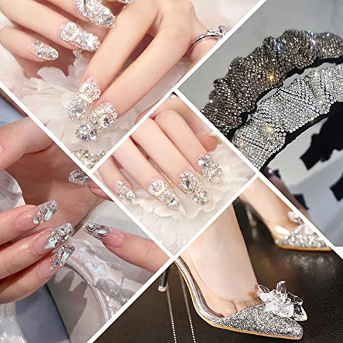 Beadsland Kit de strass de unha plana 2880 peças, strass de maquiagem para olhos de rosto, strass tr