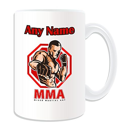 Regalo Personalizado – Grande MMA Taza, diseño de artes marciales, color blanco) – Cualquier Nombre/mensaje personalizado – artes marciales mixtas UFC