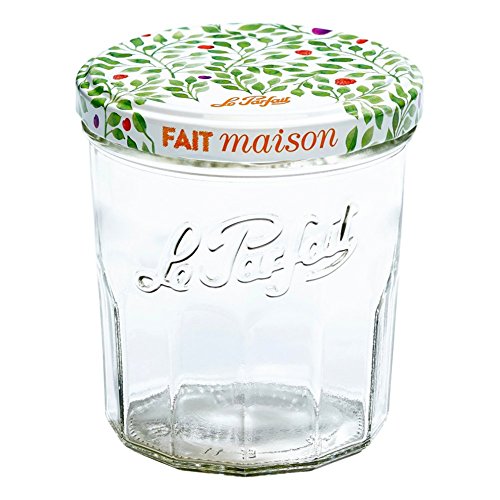 Le Parfait Jam Jar - 324ml Faceted French Glass Jelly Jar w/Twist Lid, Berry, 11oz (Pack of 6)