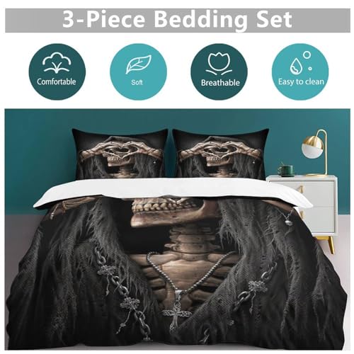 Housse de couette gothique microfibres coton zippée king size