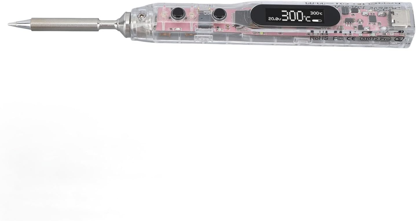 Intelligent Digital Soldering Iron Pen with Organic Light Emitting Diode Display and SI B2 Head - DC 12V to 25V Input - Transparent Fireproof PC Shell - Thermostatic Control