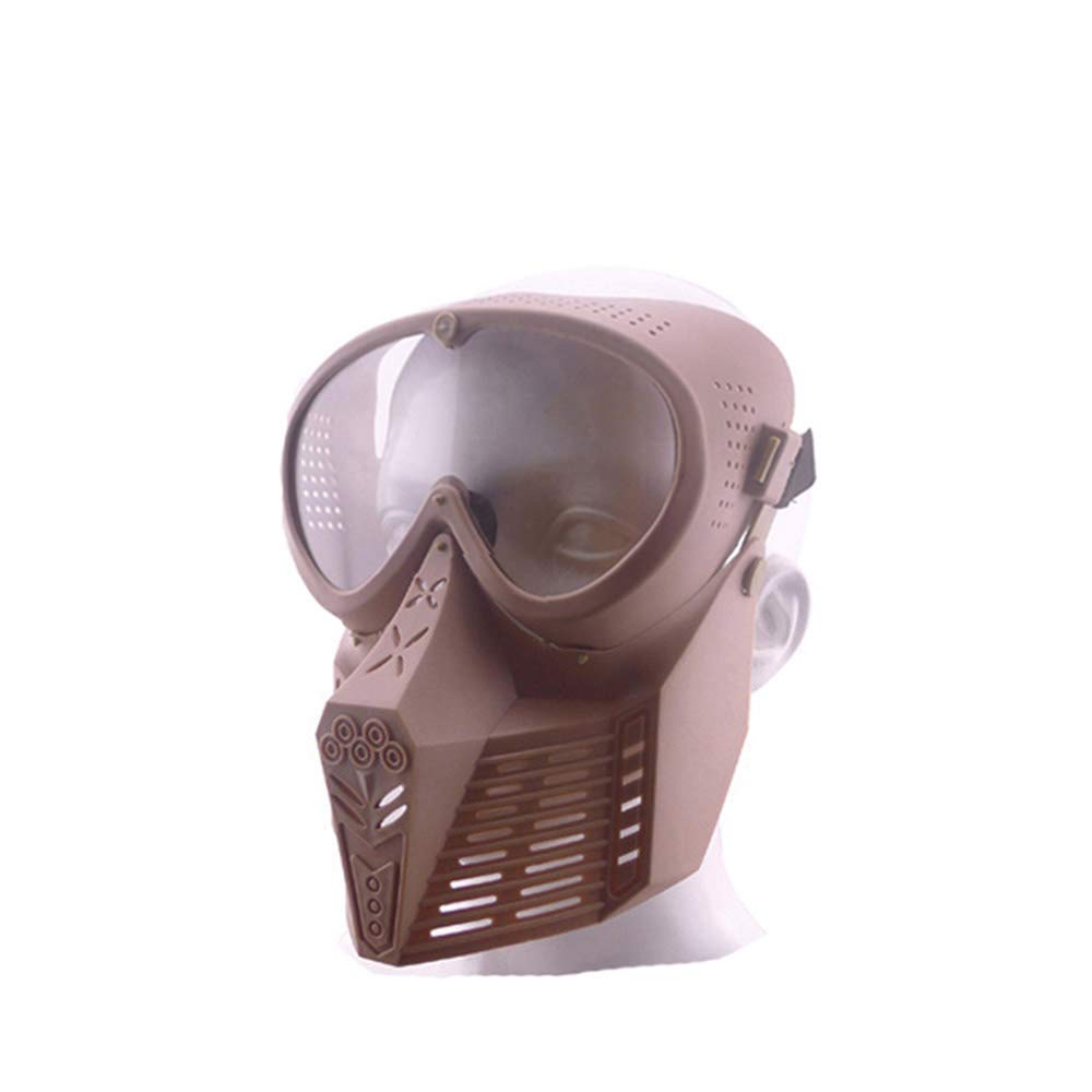 Outdoor Paintball Shooting Face Protection Gear Tactical Full Face PC Mask - Tan