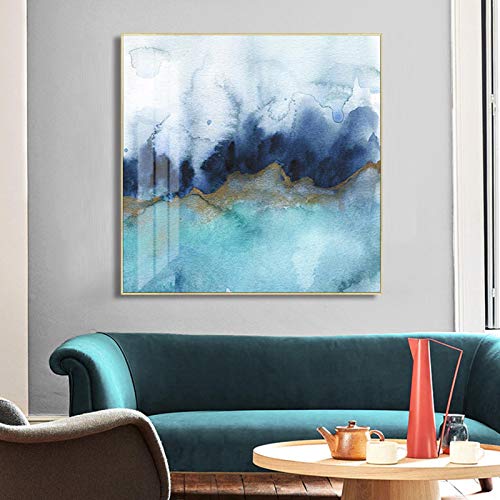 Affiche bleue abstrait pop moderne 60x60cm impression sur toile art mural pour salon sans cadre