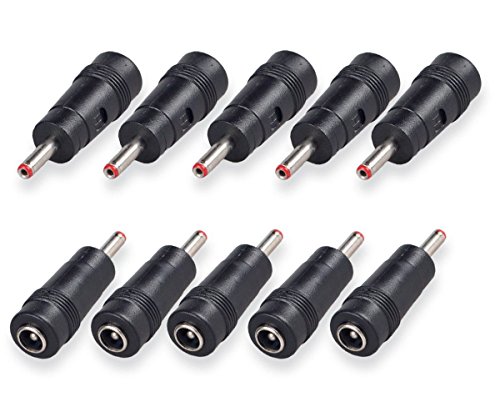 Besmelody 10-Pack DC Power Converter Plug, 5.5mm x 2.1mm to 3.5mm x 1.35mm Tip Size AC/DC Adapter Barrel Plug Connector for Wall Chargers