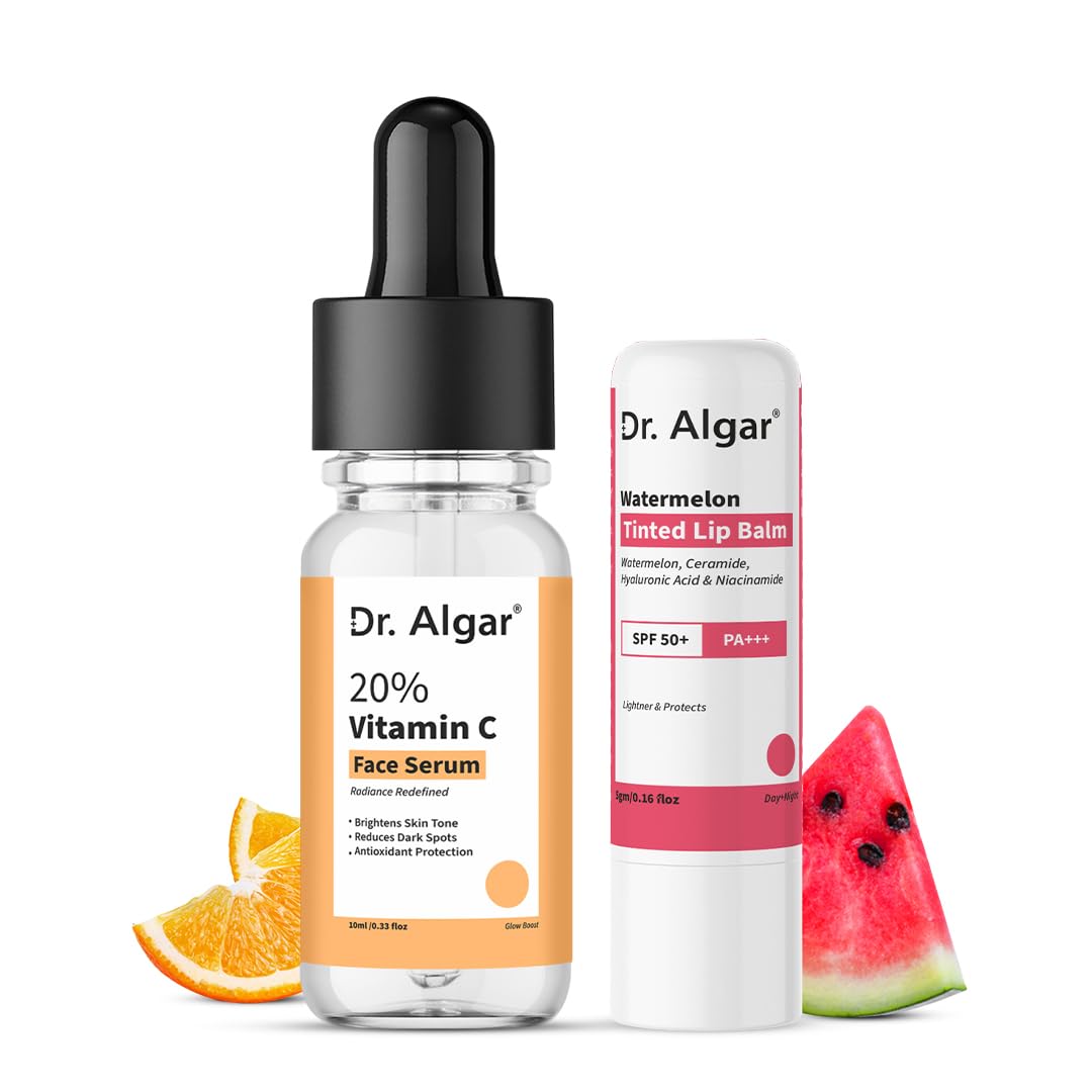 Vitamin C Face Serum and Watermelon Lip Balm Combo, Brightening and Hydration, Unisex Adult, 10 ml Serum-image-21