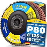 S&R Disques à Lamelle 125 Grain 80. Disque à Poncer 125 Grains 80 Bois Métal. Disque abras...