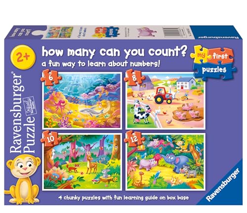 Ravensburger Counting Animals - My First Jigsaw Puzzles for Toddlers Age 2 Years (24 Months) - 6 8 10 & 12 Pieces