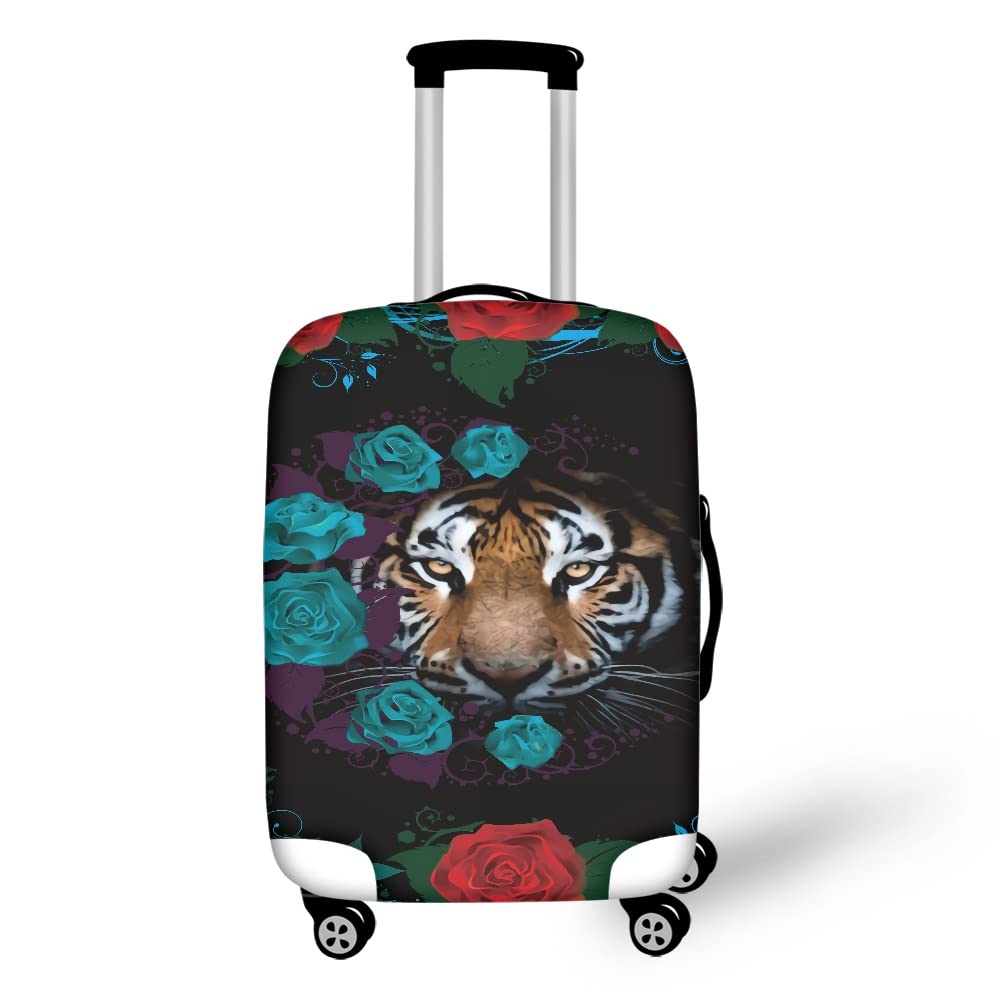 Dajingkj Punk pokrowiec na bagaż w stylu retro wzór czaszki odporny na zarysowania elastyczny ochraniacz na walizkę podróżną pasuje do 45-81 cm, Tygrys, XL 72.5-80 cm