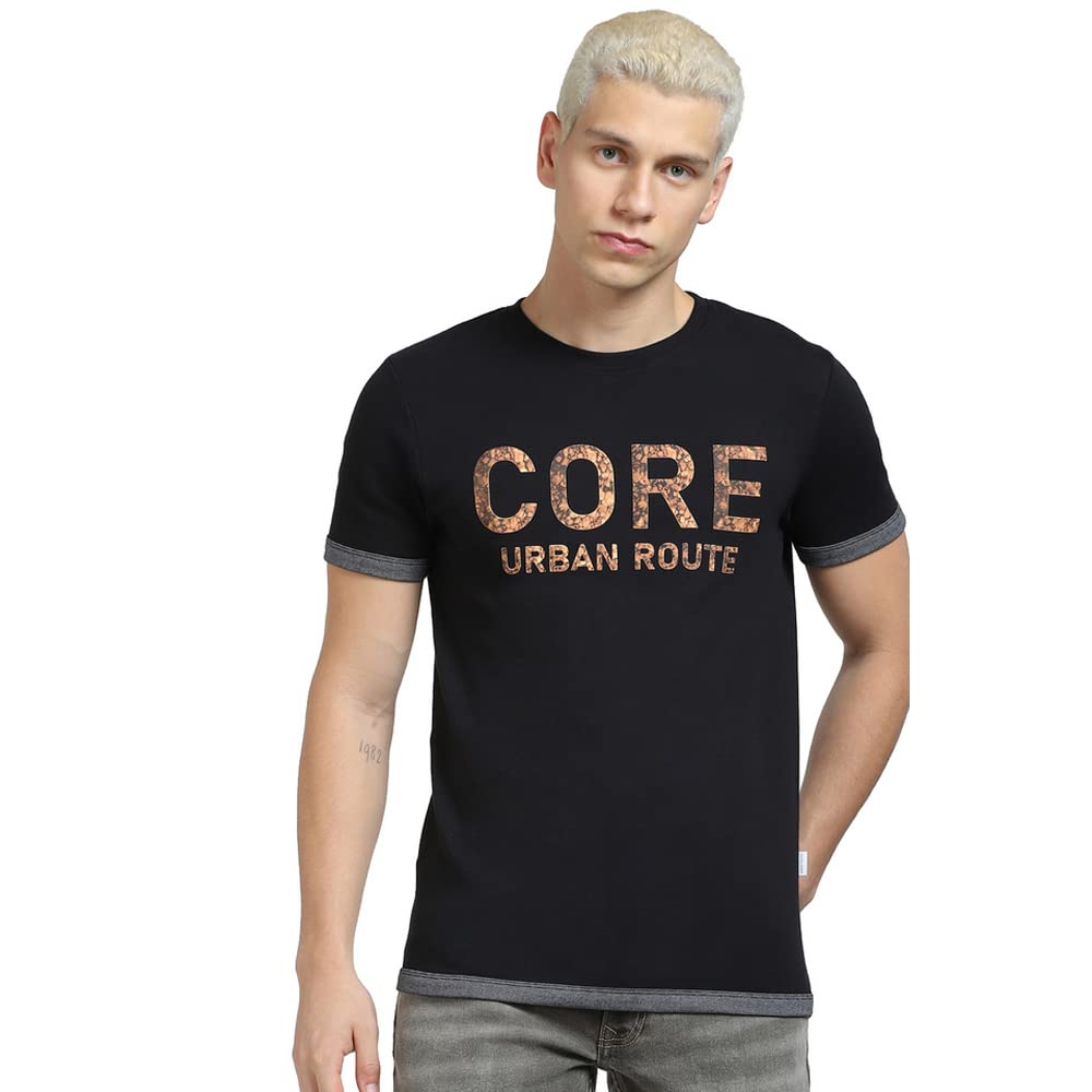 JACK & JONES Men's Printed Slim Fit Crew Neck T-Shirt