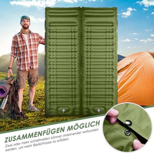 Arlierss Isomatte Selbstaufblasend, 12CM Dicke Luftmatratze Camping mit Fußpresse Pumpe und Kissen, Anti-Ripstop Tragbar Schlafmatte Outdoor für Wandern, Strand – Bild 6
