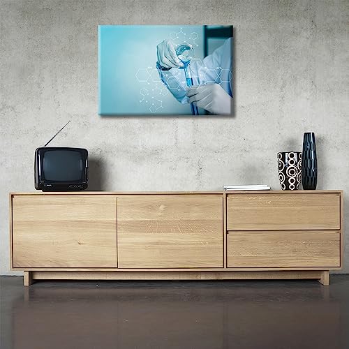 Image of TUMOVO Canvas Wall Art Medical Examination Poster Canvas Paintings Wall Art 1 Panel Medical Young Scientist Wall Decor for Living Room, Bedroom, Bathroom, Office. Framed Ready to Hang (12 inch Wx18 H)