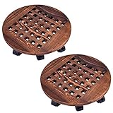 GeBot 14' Inch Rolling Wooden Planter Caddy Potted Plant Stand with Wheels Round Flower Pot Rack...