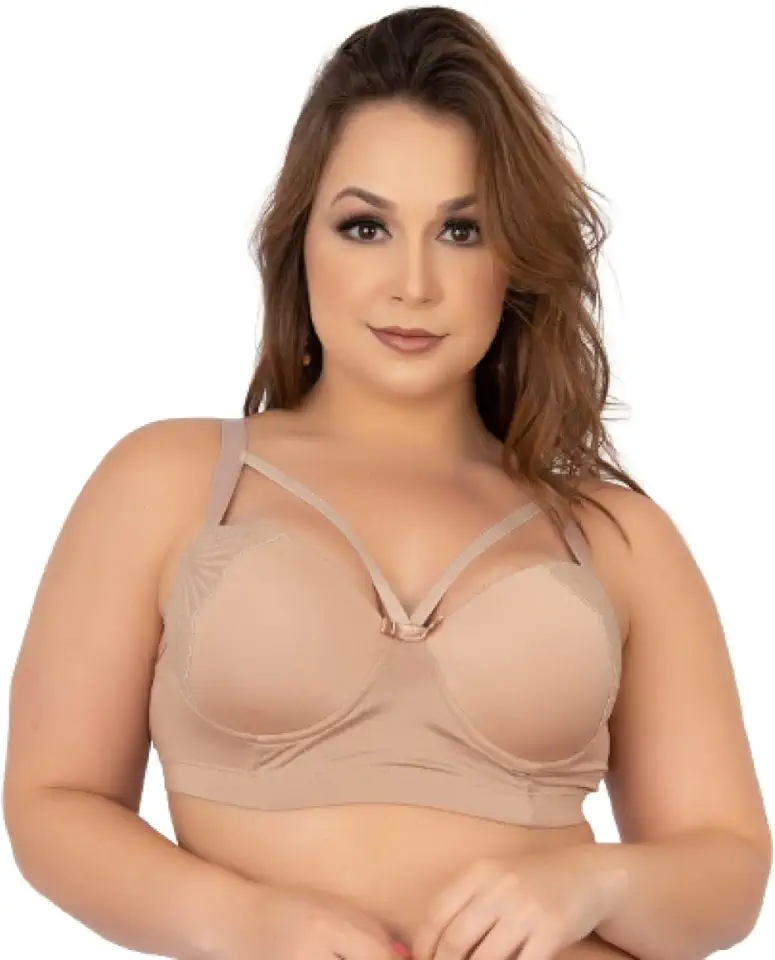 Soutien Strappy Reforçado Plus Size Sutiã Lingerie Renda Bojo Tamanho Especial