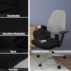 Yikko Soft Stretch Spandex Jacquard Slipcovers Corn Grain Texture Chair Slipcovers fit for OfficeDining RoomBarWedding Chair Seat Cushions Washable Removable Home Decor 1 Black