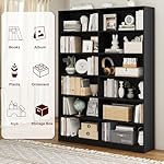 Bookshelf and Bookcase, 6-Tier Double Wide Bookshelves, Freestanding Display Storage Shelves, Tall Bookcases for Home Decor Bedroom, Living Room, Home Office,Black - Image 5