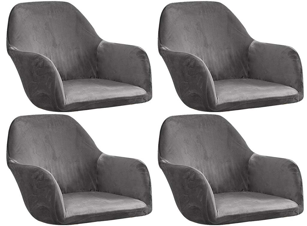 Accent Slipcovers Mid-Century Chair Covers Stretch Dining Room Chair Protector Cover Velvet with Armrest Chair Cover Lounge for Kitchen, Dining, Living Room Side Chairs ( Color : #1 , Size : 4pcs )