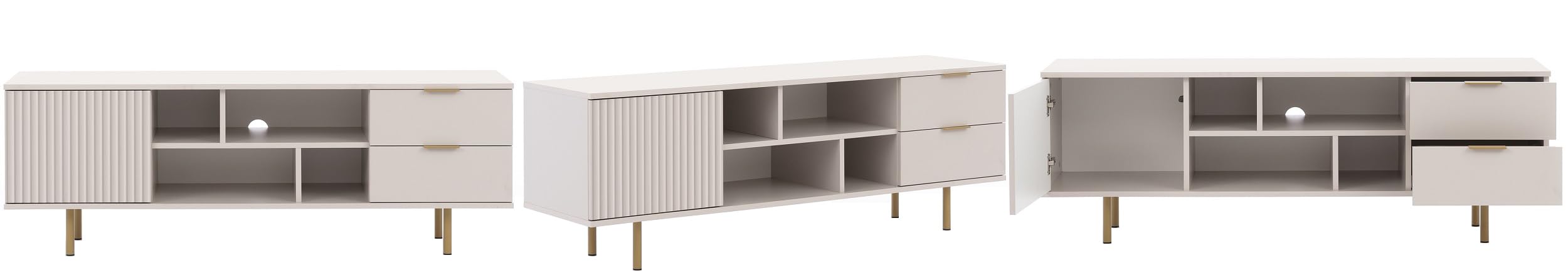 Marmex Wohnzimmer-Set Nubia 6 im Set: Standregal 05, Lowboard 06, TV-Schrank und Regal für Wohnzimmer, in Zwei Farben, TV-Wand-Set, Wohnzimmersets (Cashmere+goldbeige)