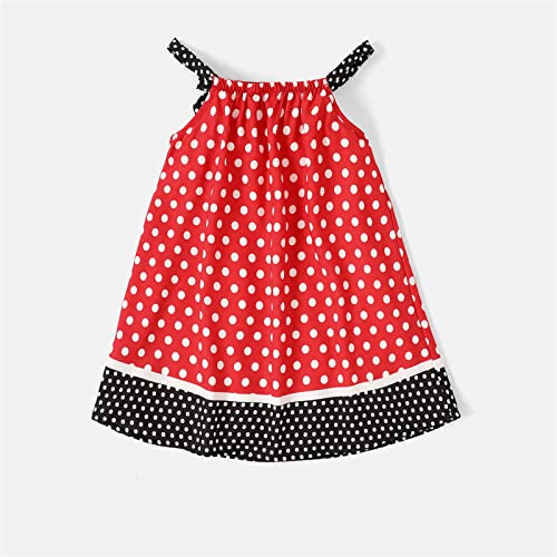 Disney Mickey and Friends Minnie Mouse Toddler Girl Dress Polka Dot Print Bow Shoulder Strap Birthday Summer Outfit 2-6 Years2