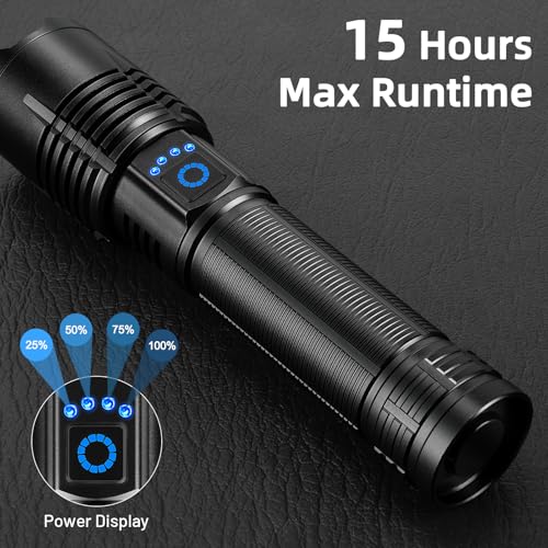 4 Pack Flashlight Rechargeable High Lumens, 99000 Lumen Super Bright LED FlashLights, 5 Modes Adjustable Powerful Handheld Flash Light for Home, Camping, Hiking - Image 5