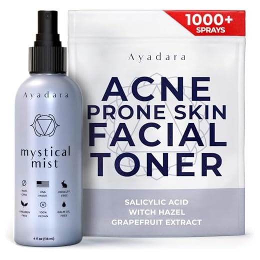 Ayadara Acne Prone Skin Facial Toner | 2% Salicylic Acid Spray for Cystic & Hormonal Acne | Witch Hazel Face Toning Treatment for Women & Men | Zit, Milia, & Pimple Eliminating Mist | 1000+ Sprays