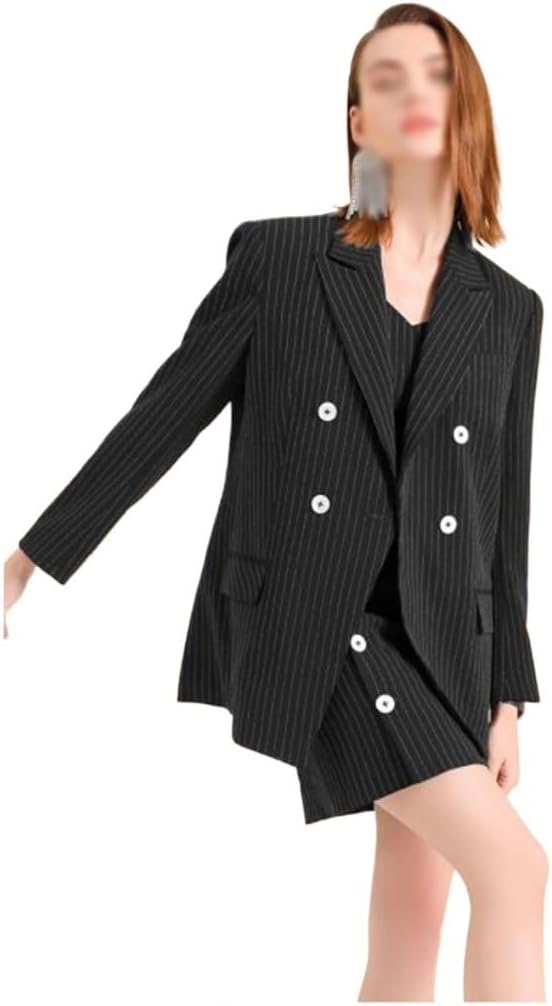 Striped Suit Two Sets of Suit Coat Female Autumn and Winter Foreign Black Business Wear